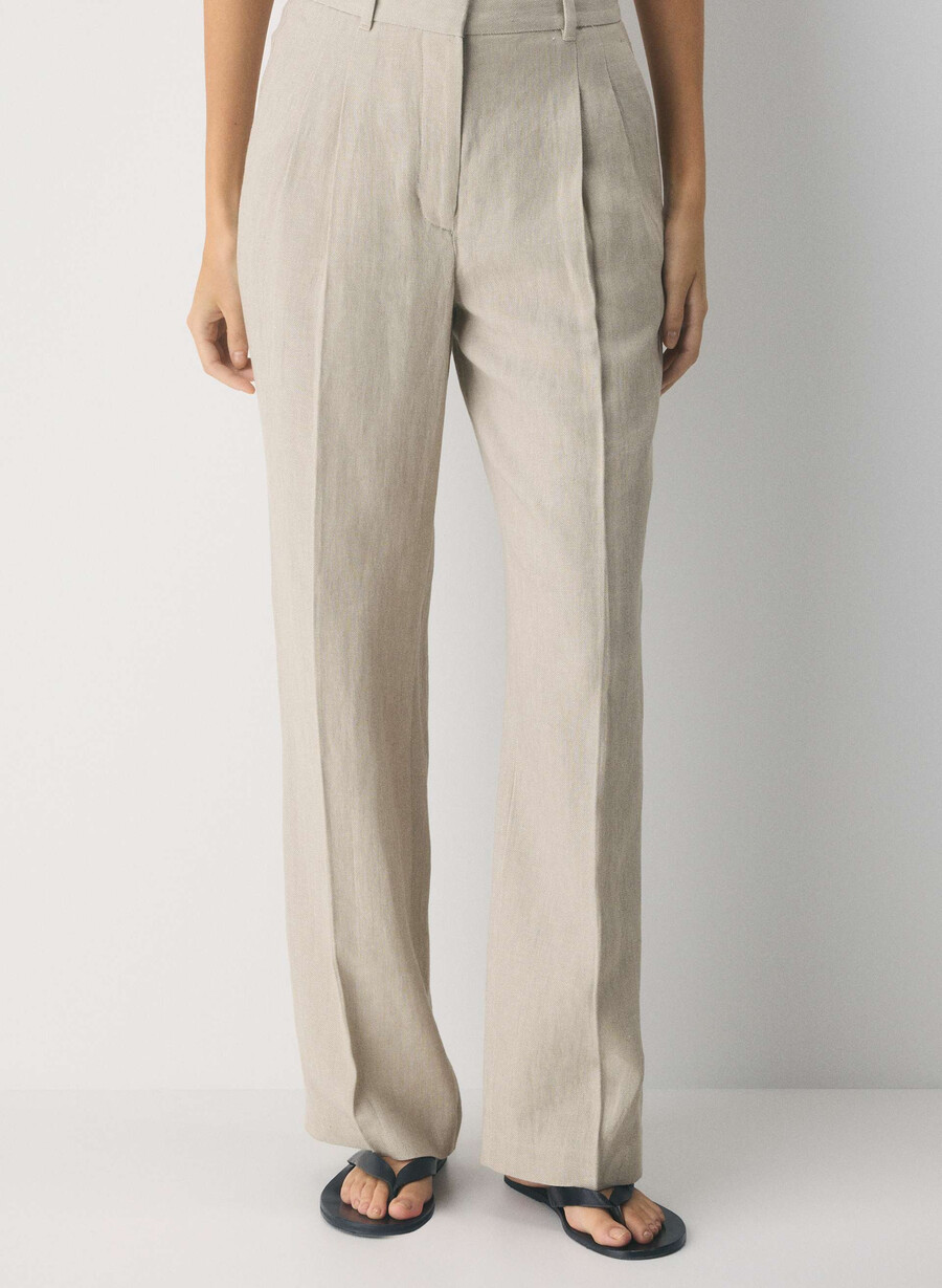 the effortless pant - linen undyed dark ecru