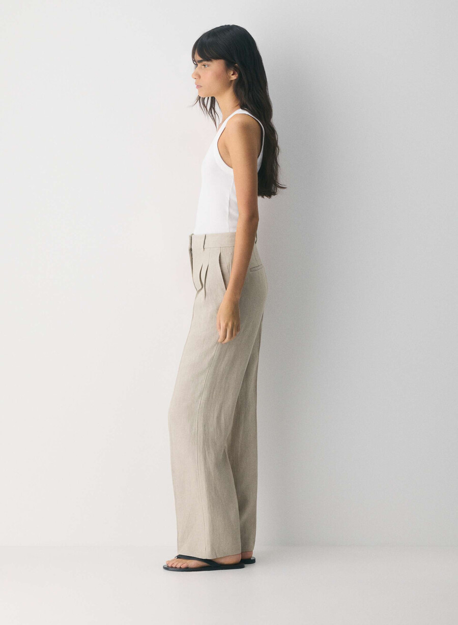 the effortless pant - linen undyed dark ecru