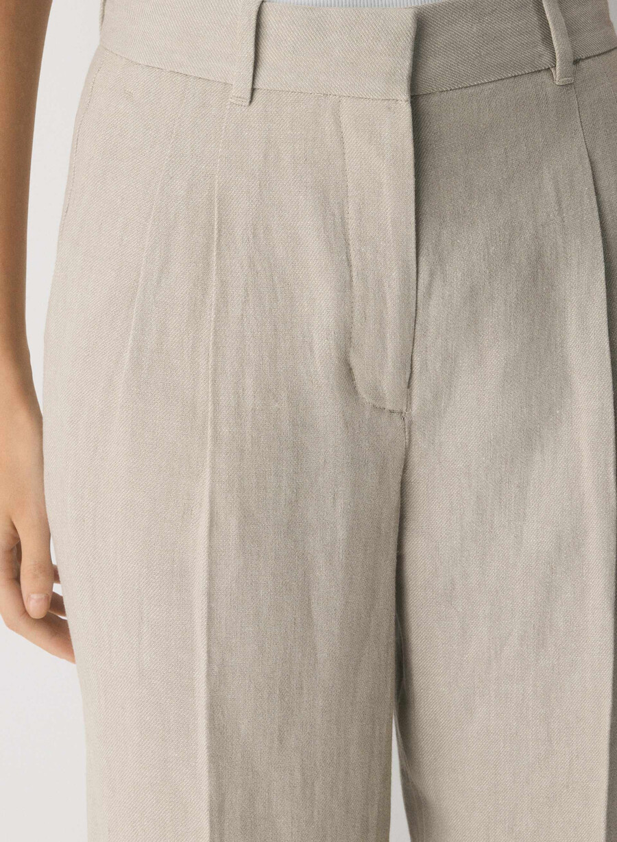 the effortless pant - linen undyed dark ecru