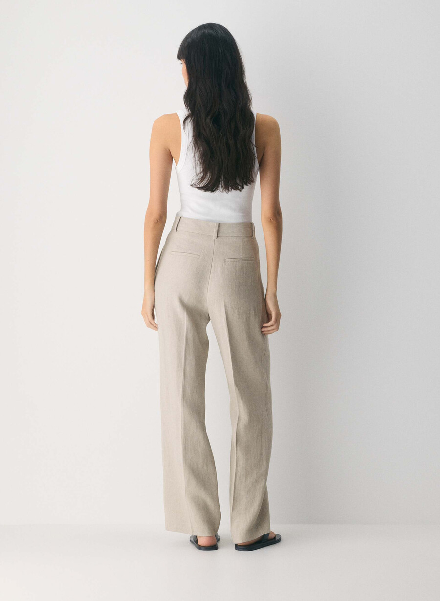 the effortless pant - linen undyed dark ecru