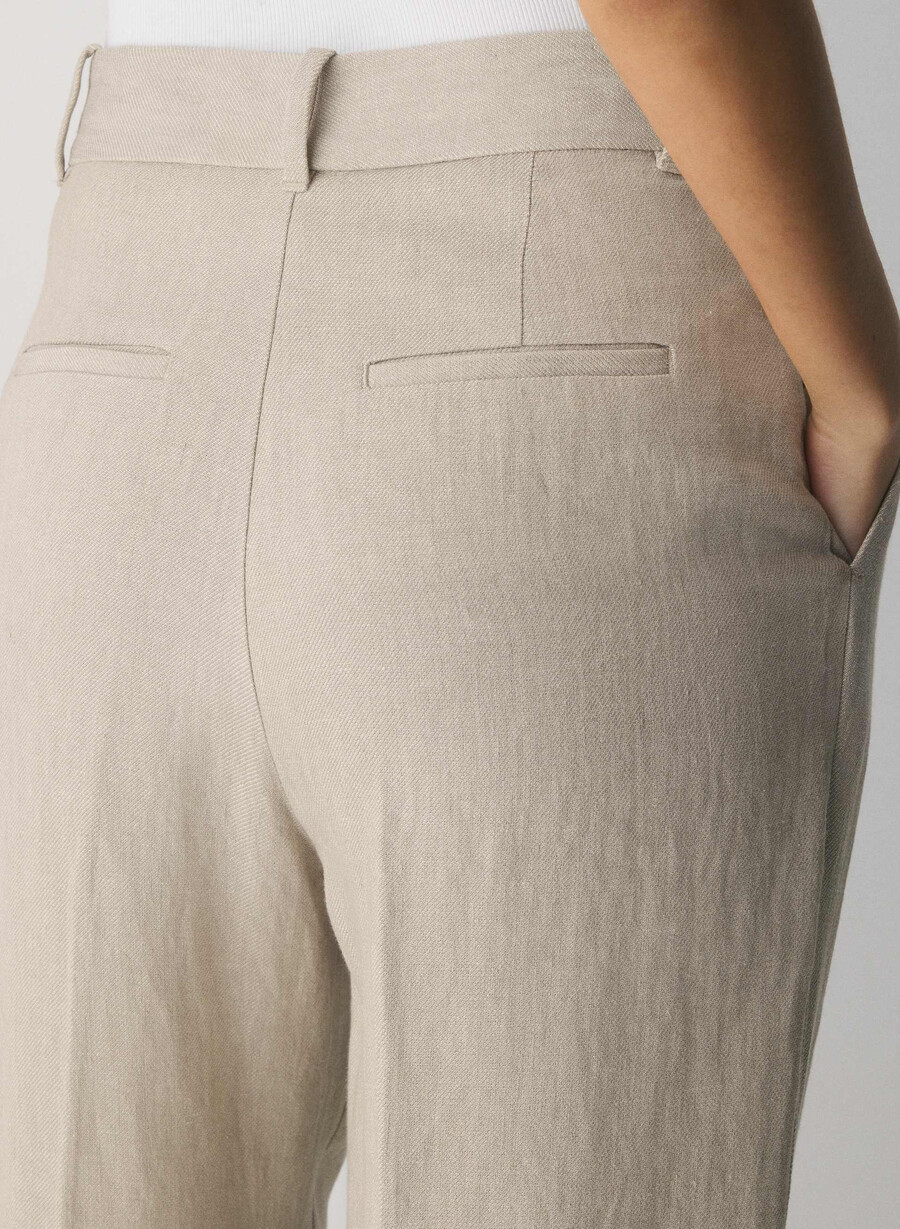 the effortless pant - linen undyed dark ecru