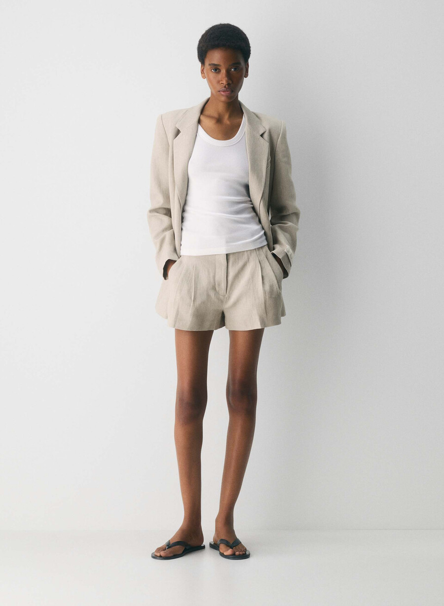the effortless short mini - linen undyed dark ecru