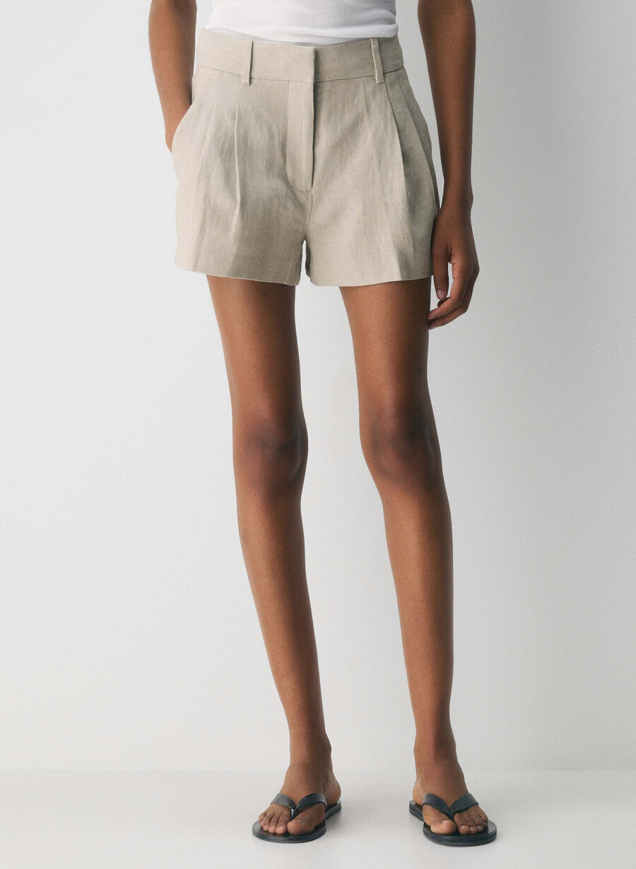 the effortless short mini - linen undyed dark ecru