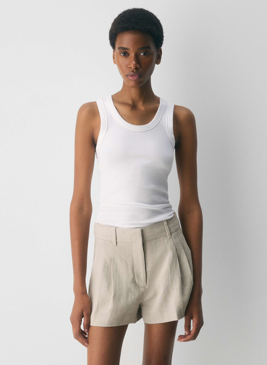 the effortless short mini - linen undyed dark ecru