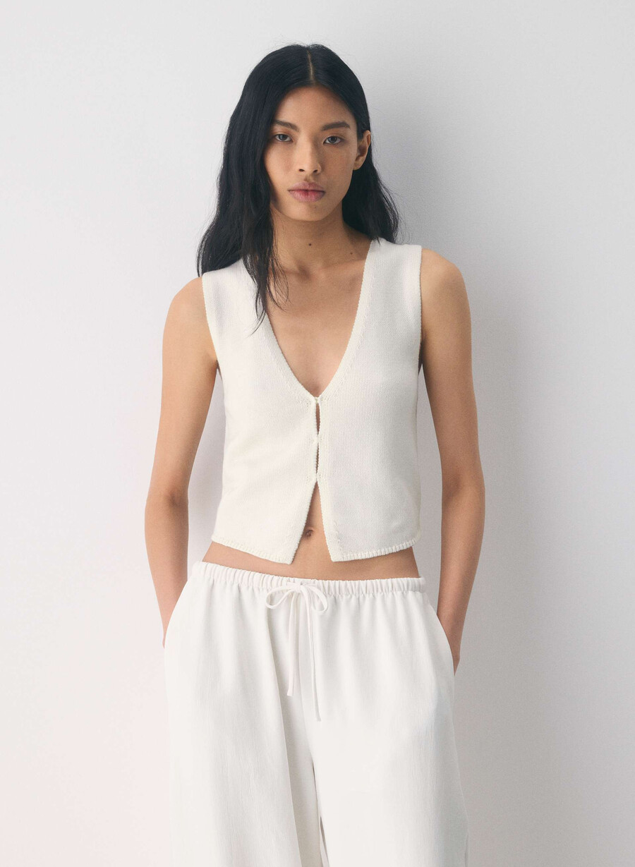 cotton charm basque sweater vest light birch