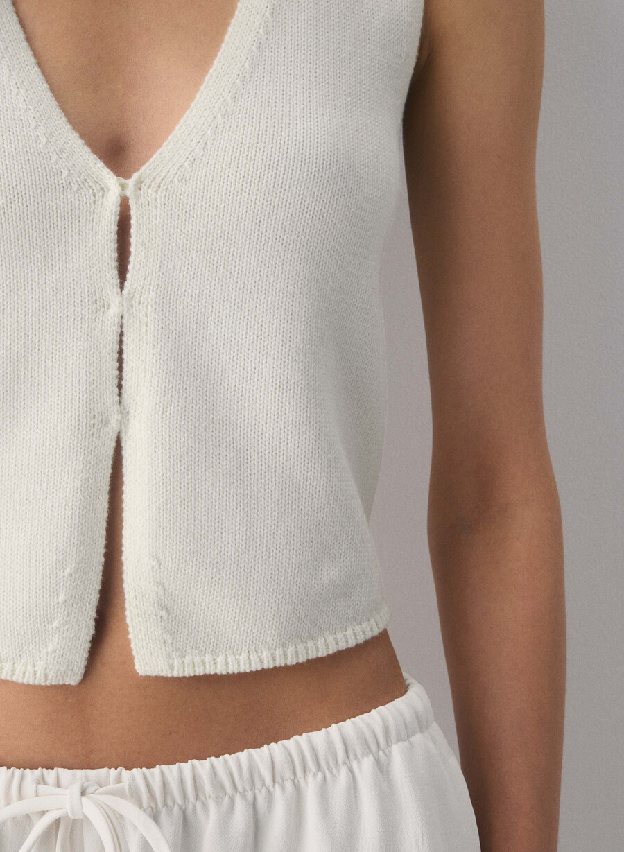 cotton charm basque sweater vest light birch