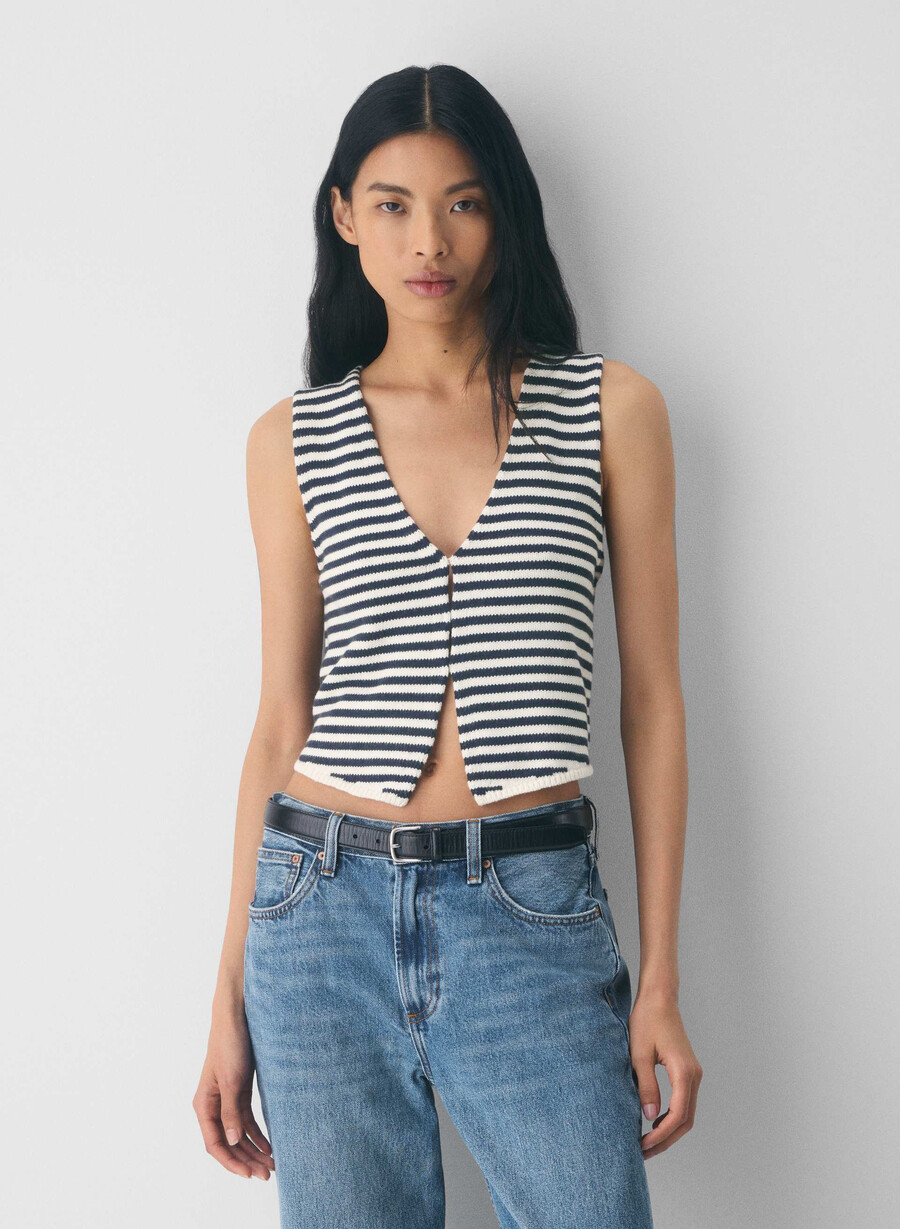 cotton charm basque sweater vest lt birch admiral