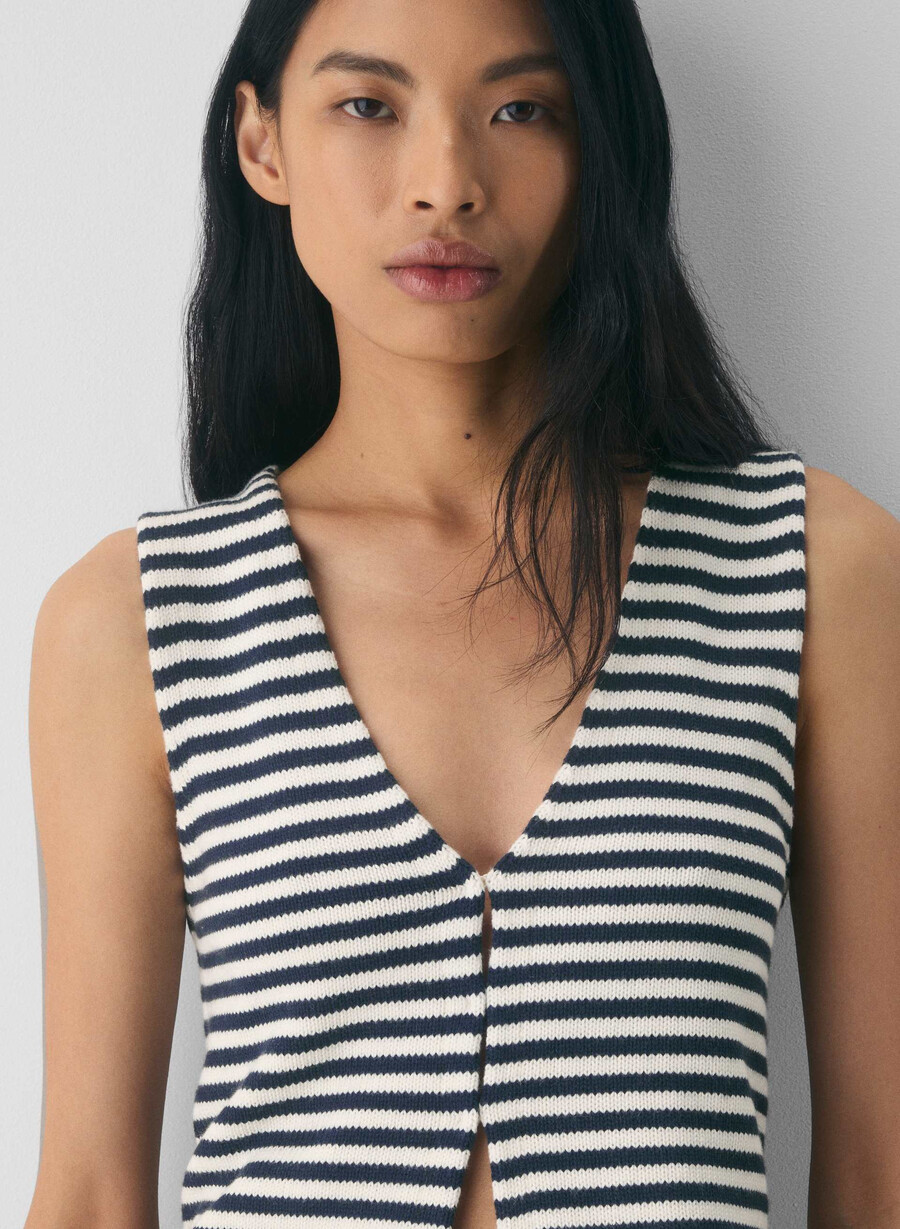 cotton charm basque sweater vest lt birch admiral