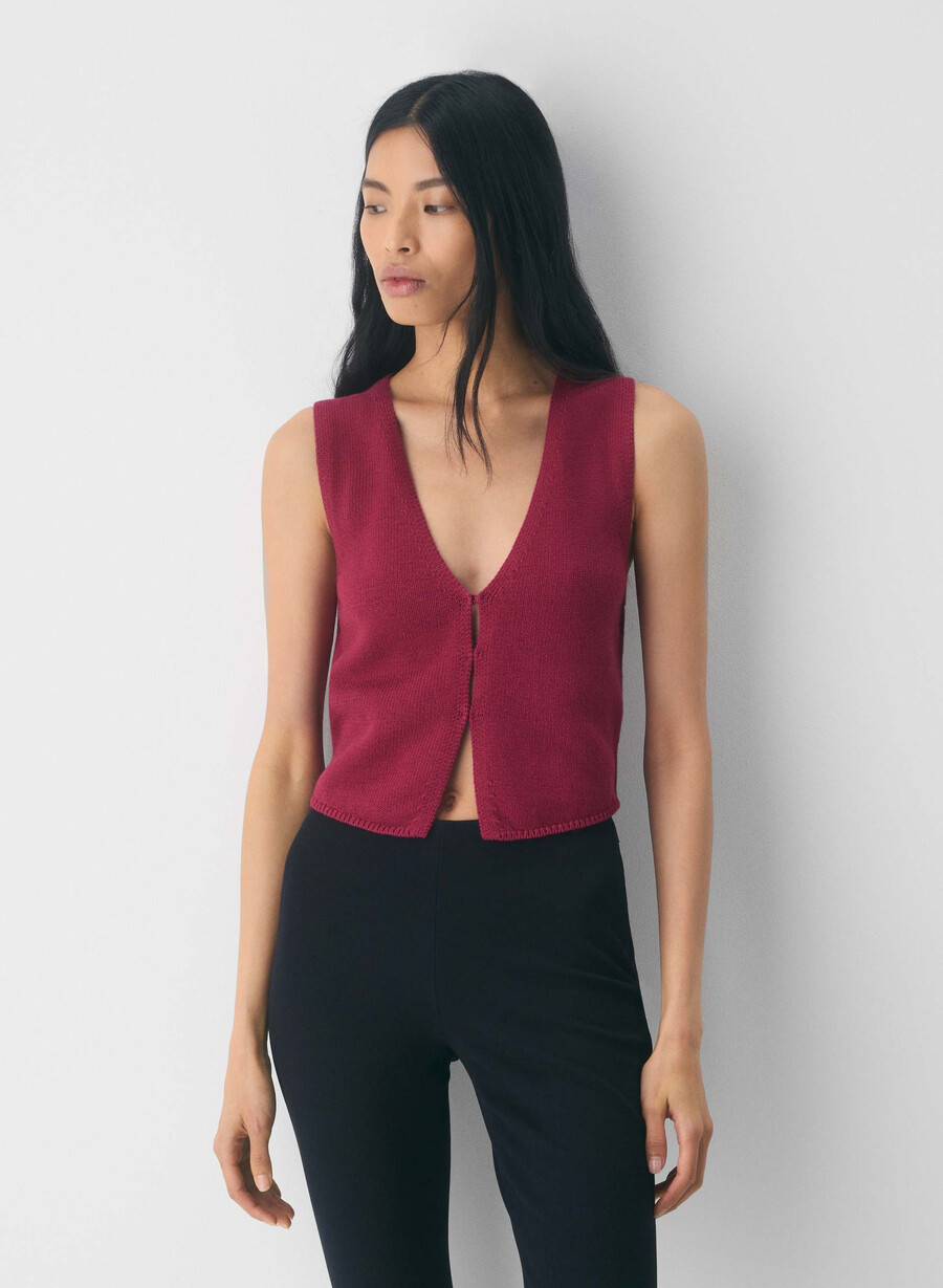 cotton charm basque sweater vest juicy rose