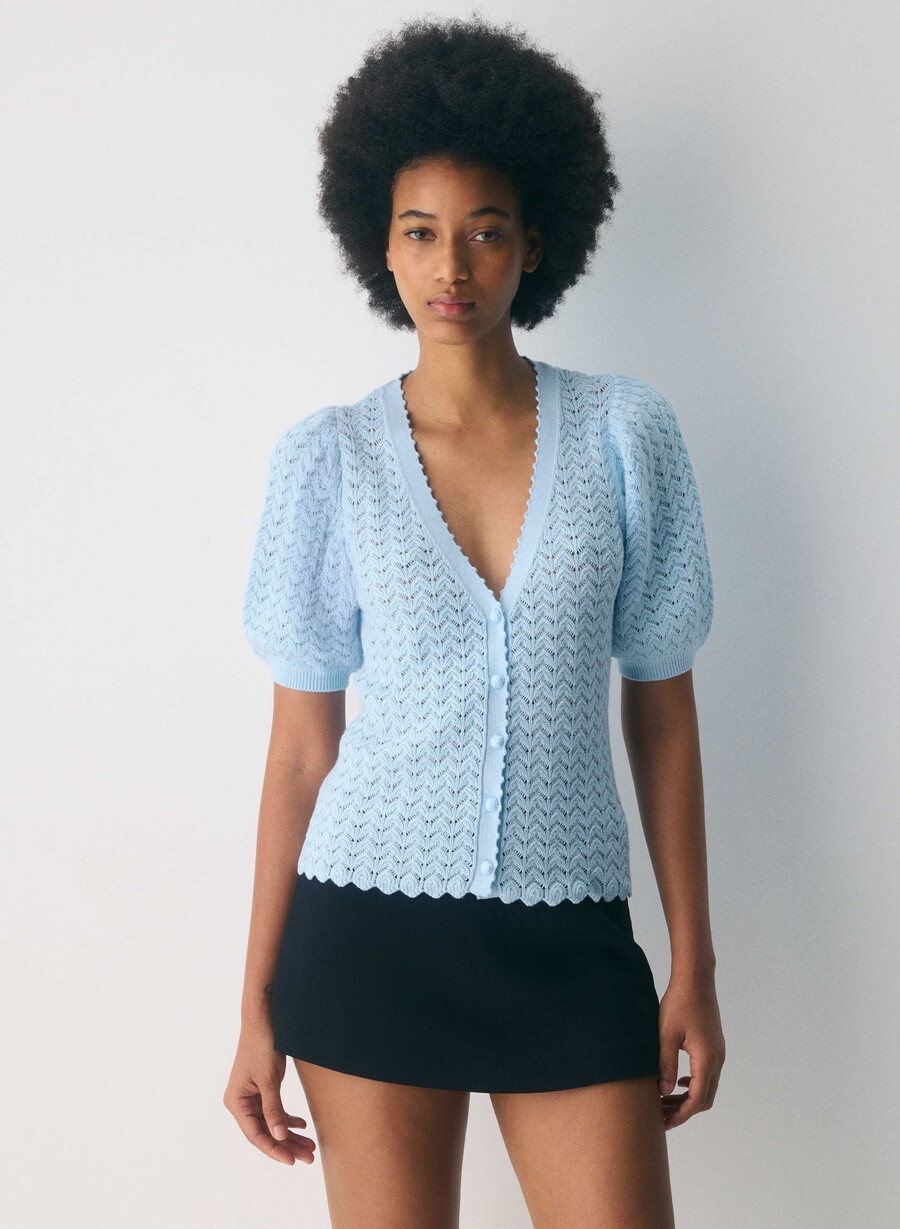cotton charm fika cardigan villa blue
