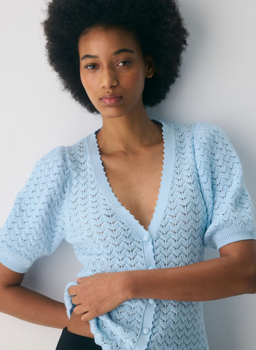 cotton charm fika cardigan villa blue