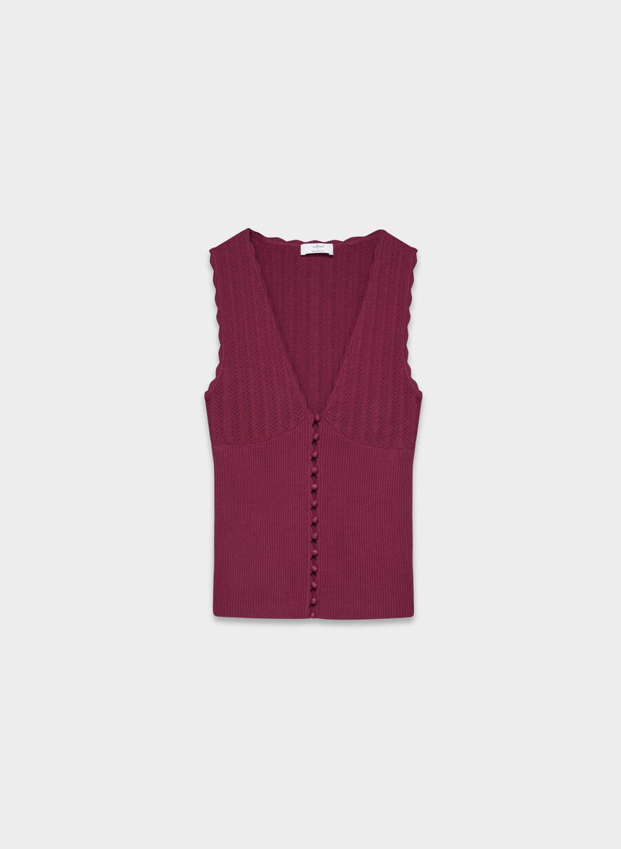 plot sweater vest - wonder yarn juicy rose
