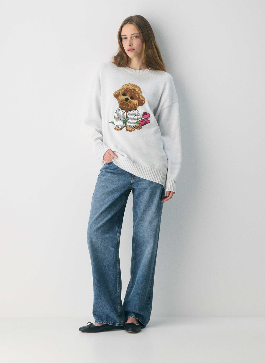 cotton charm peggy icon sweater hthr cl wt brown