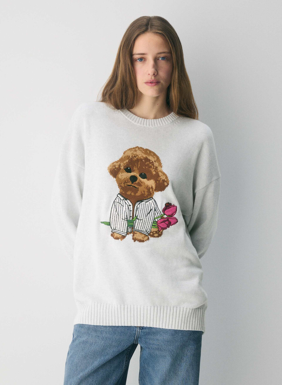 cotton charm peggy icon sweater hthr cl wt brown