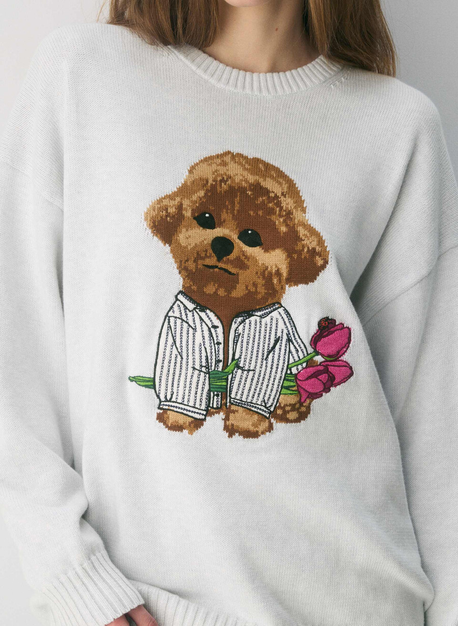 cotton charm peggy icon sweater hthr cl wt brown