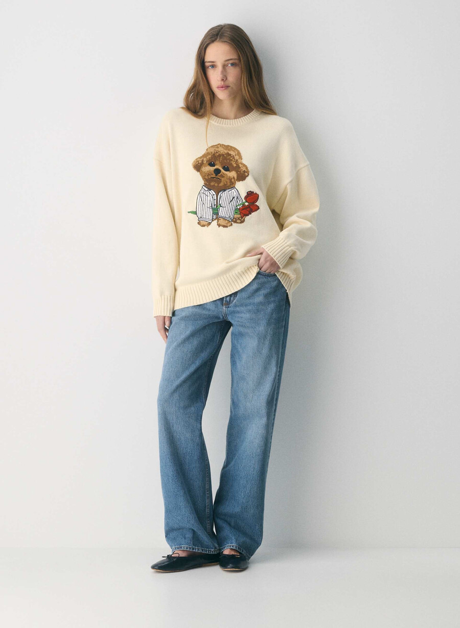 cotton charm peggy icon sweater sand dune whitebro