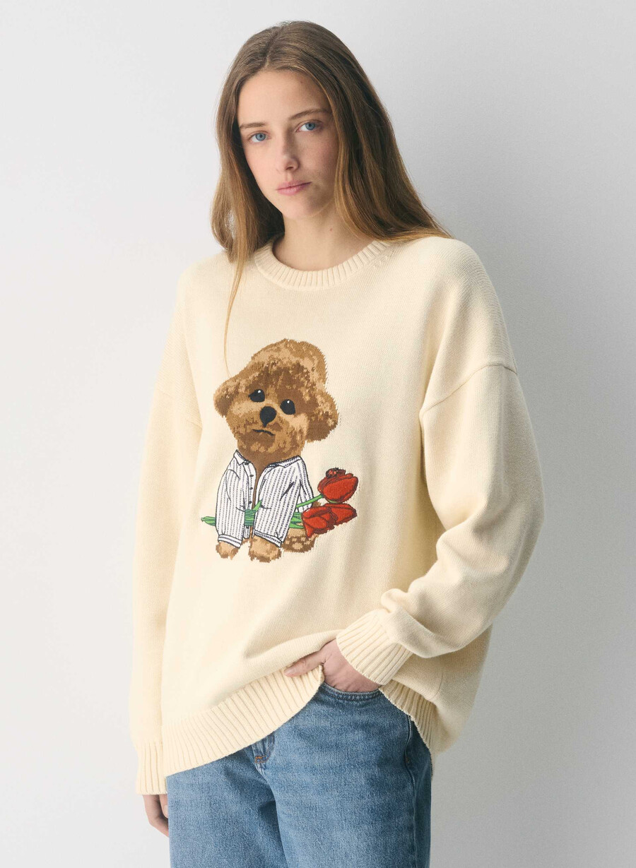 cotton charm peggy icon sweater sand dune whitebro