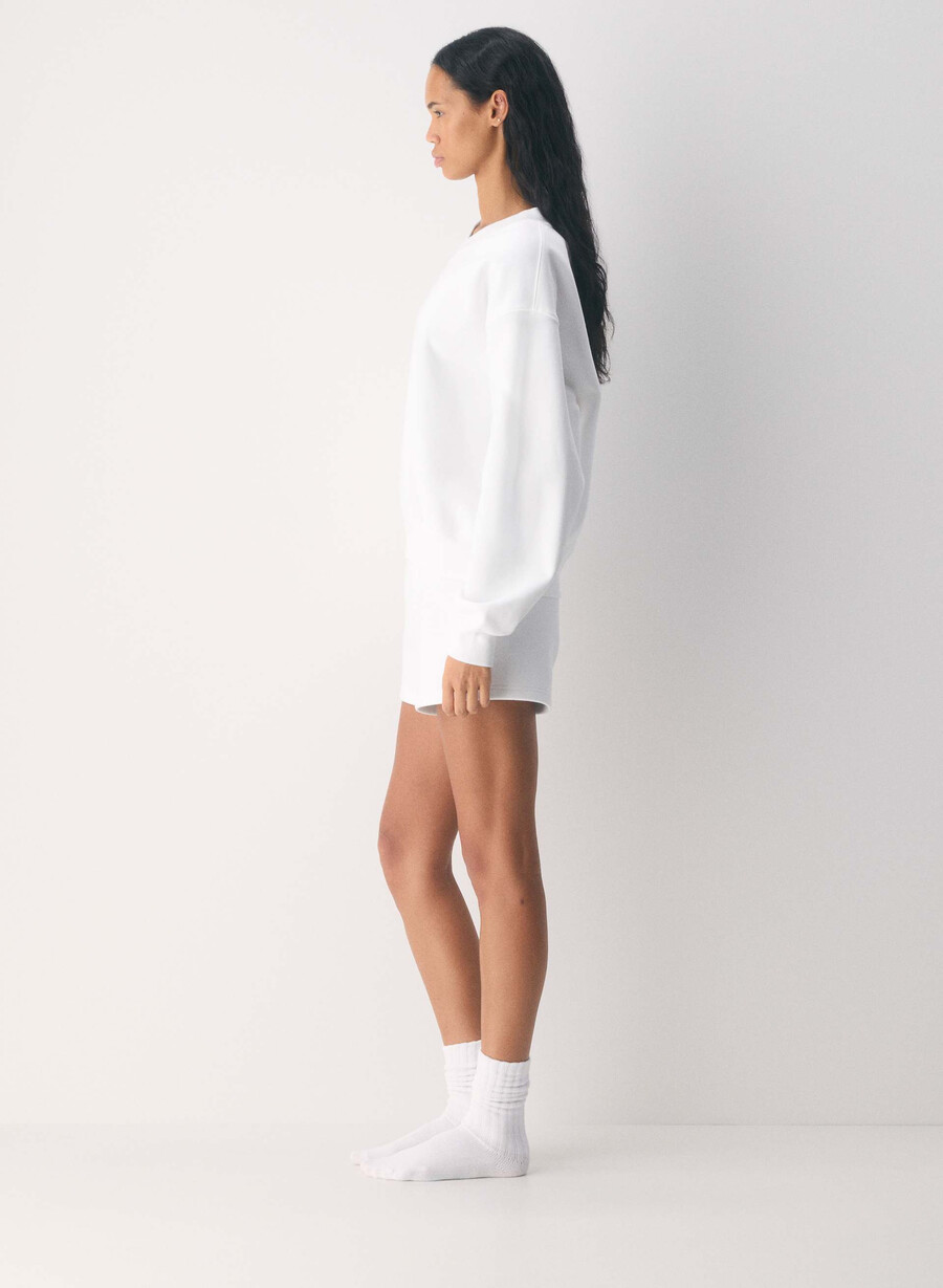 cozy sweatfleece boyfriend v-neck sweatshirt white