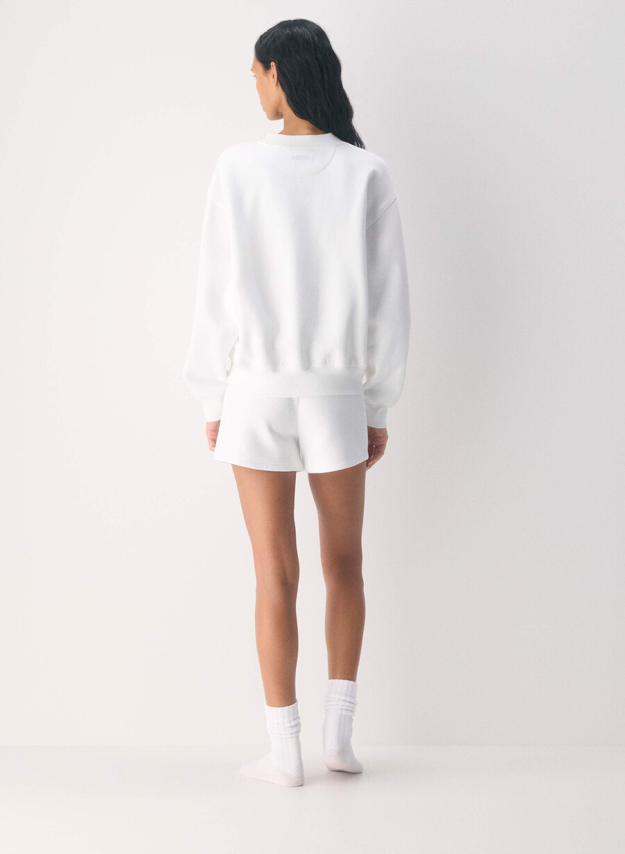 cozy sweatfleece boyfriend v-neck sweatshirt heather cloud white