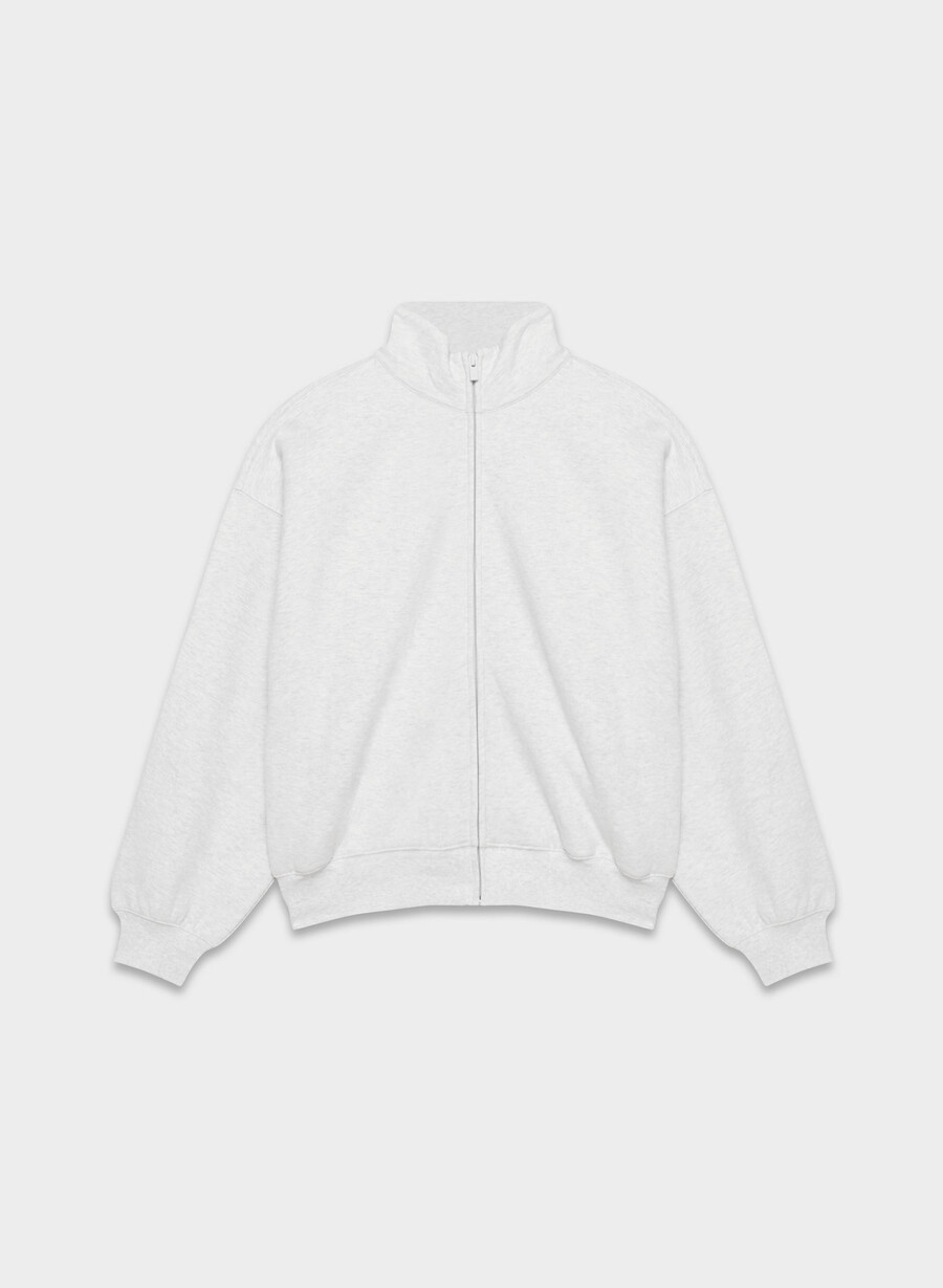 cozy sweatfleece mega zip-up heather cloud white