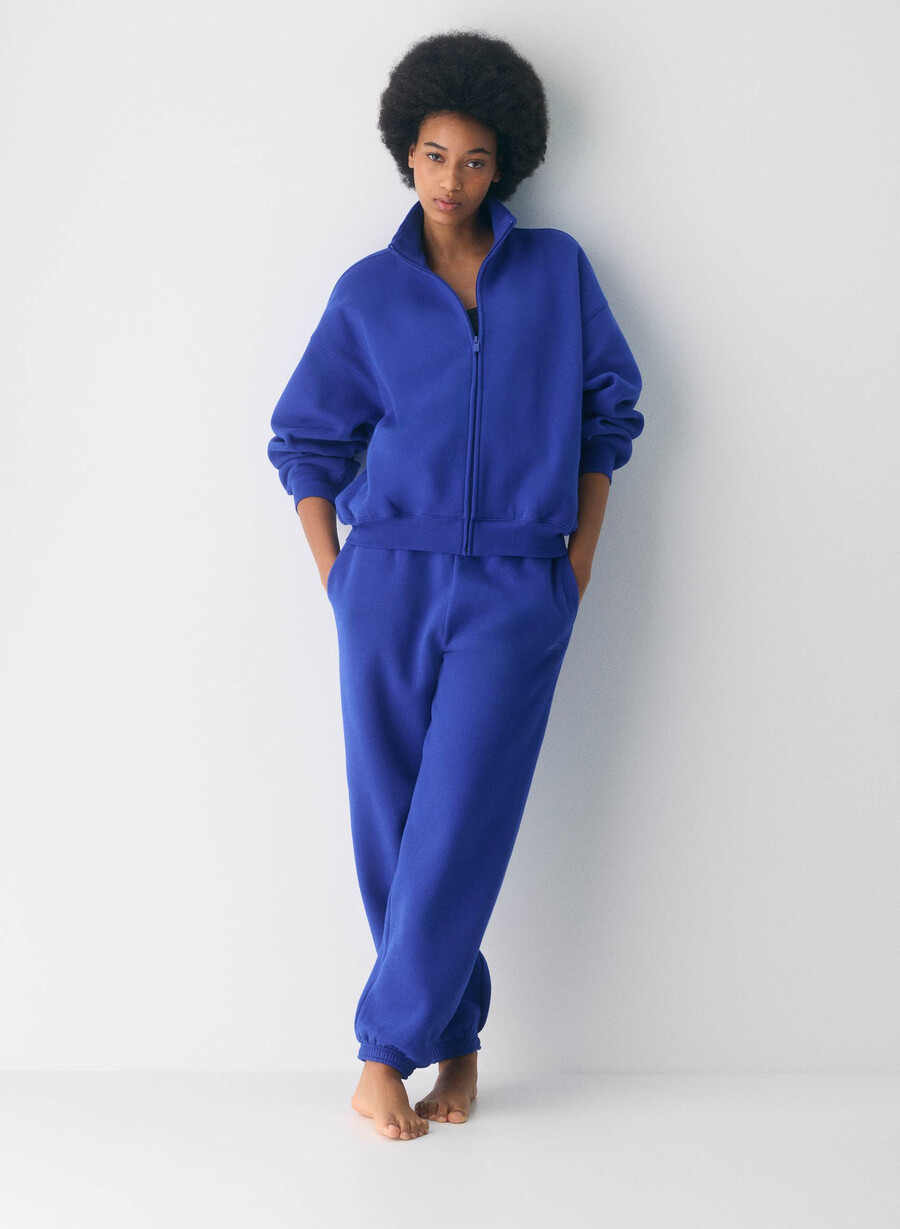 cozy sweatfleece mega zip-up ablaze blue