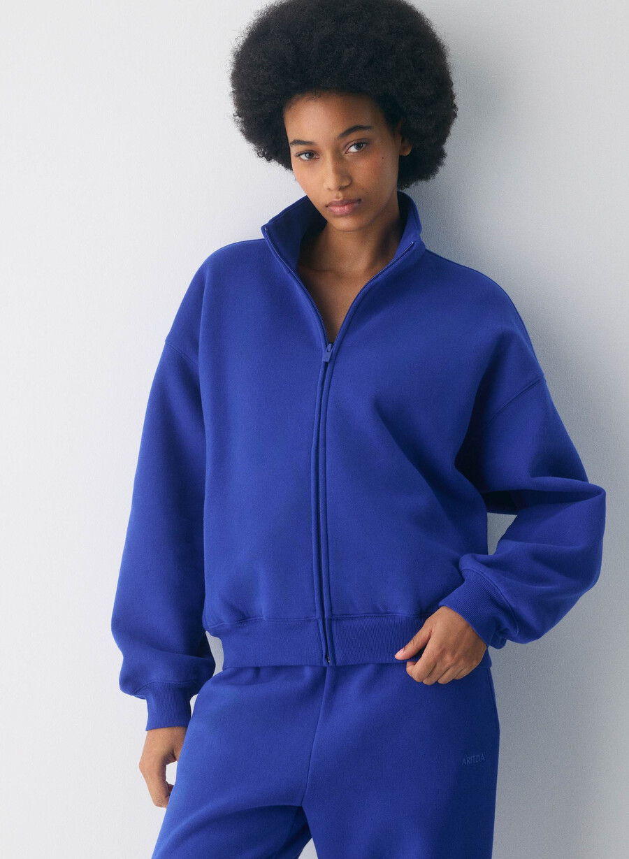 cozy sweatfleece mega zip-up ablaze blue