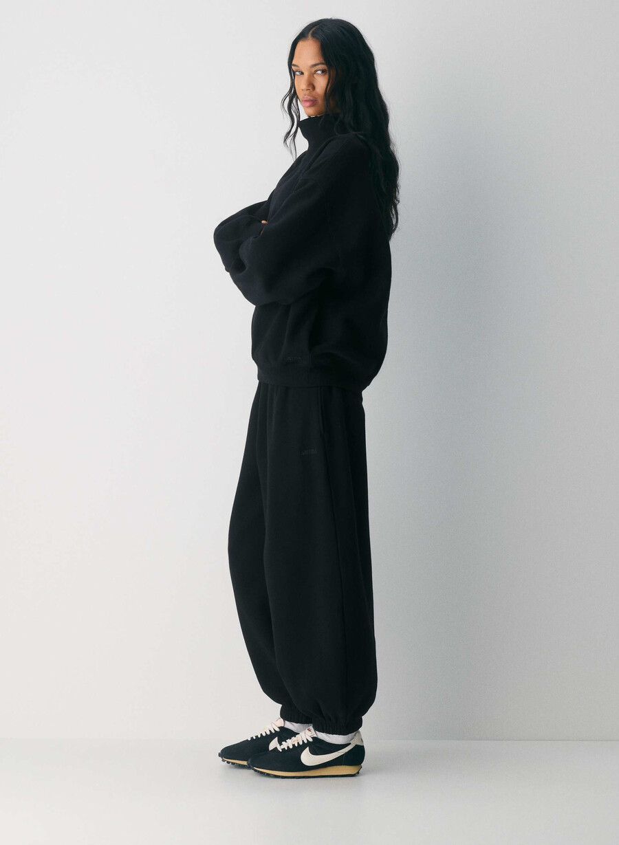 cozy sweatfleece mega funnel neck black