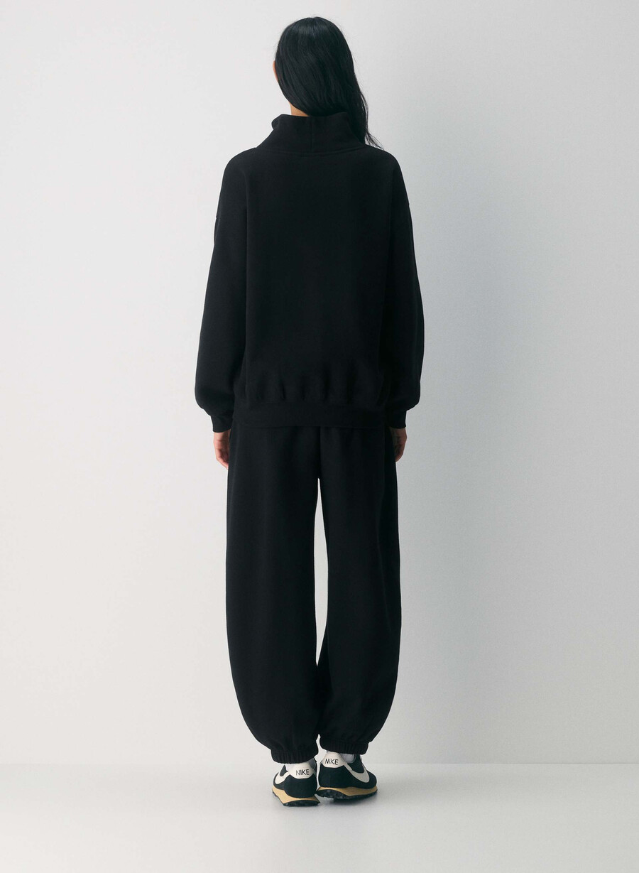 cozy sweatfleece mega funnel neck black
