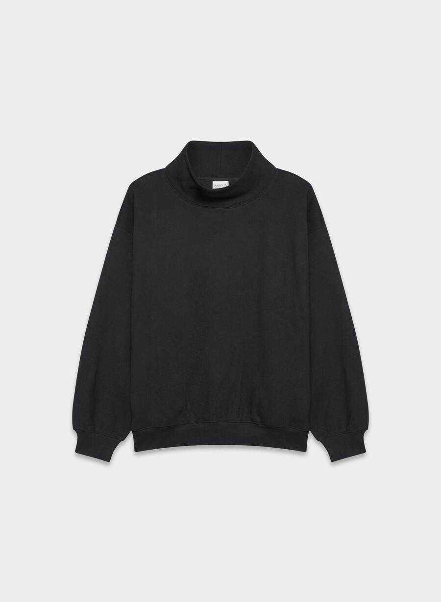 cozy sweatfleece mega funnel neck black