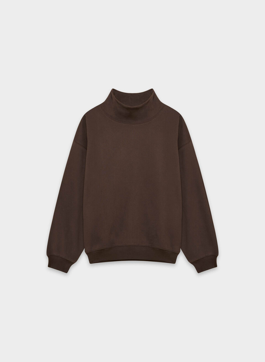 cozy sweatfleece mega funnel neck rich mocha brown