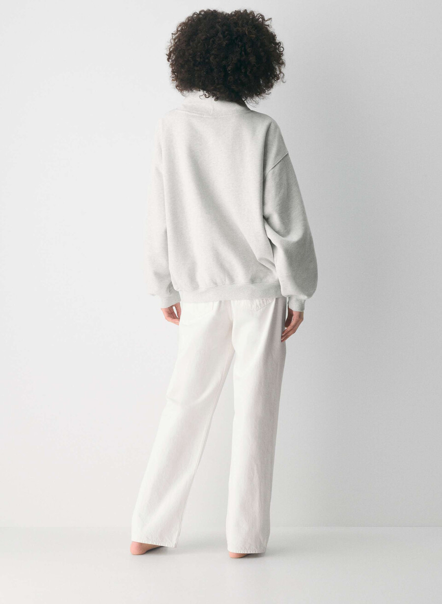cozy sweatfleece mega funnel neck heather cloud white