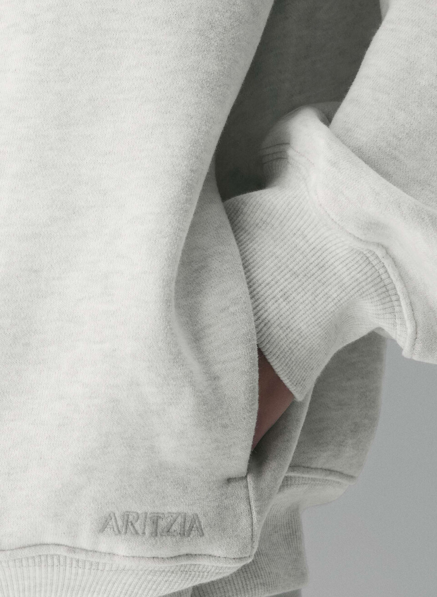 cozy sweatfleece mega funnel neck heather cloud white