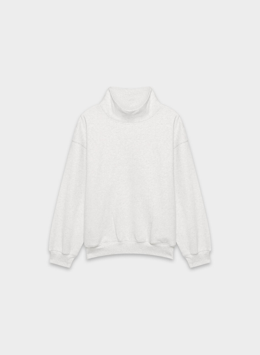 cozy sweatfleece mega funnel neck heather cloud white