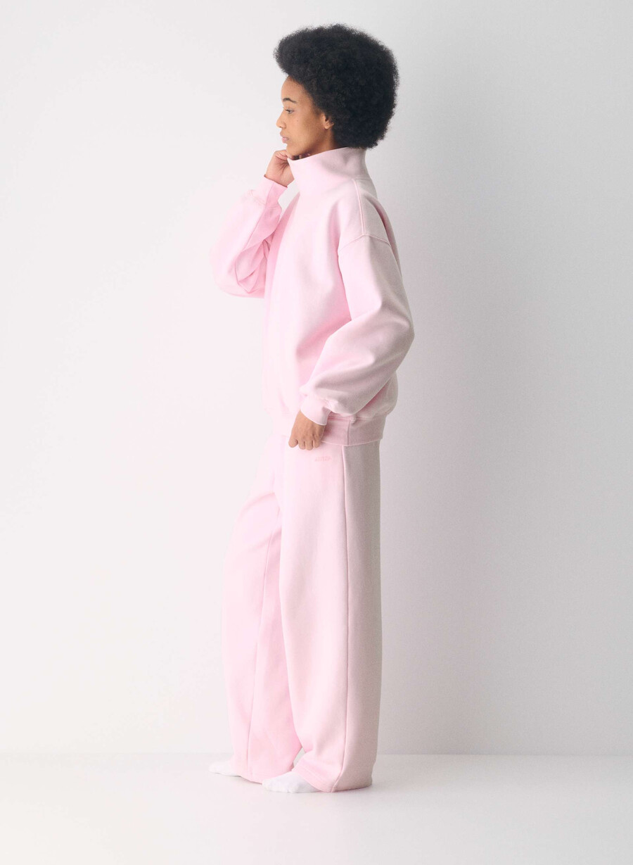 cozy sweatfleece mega funnel neck villa pink
