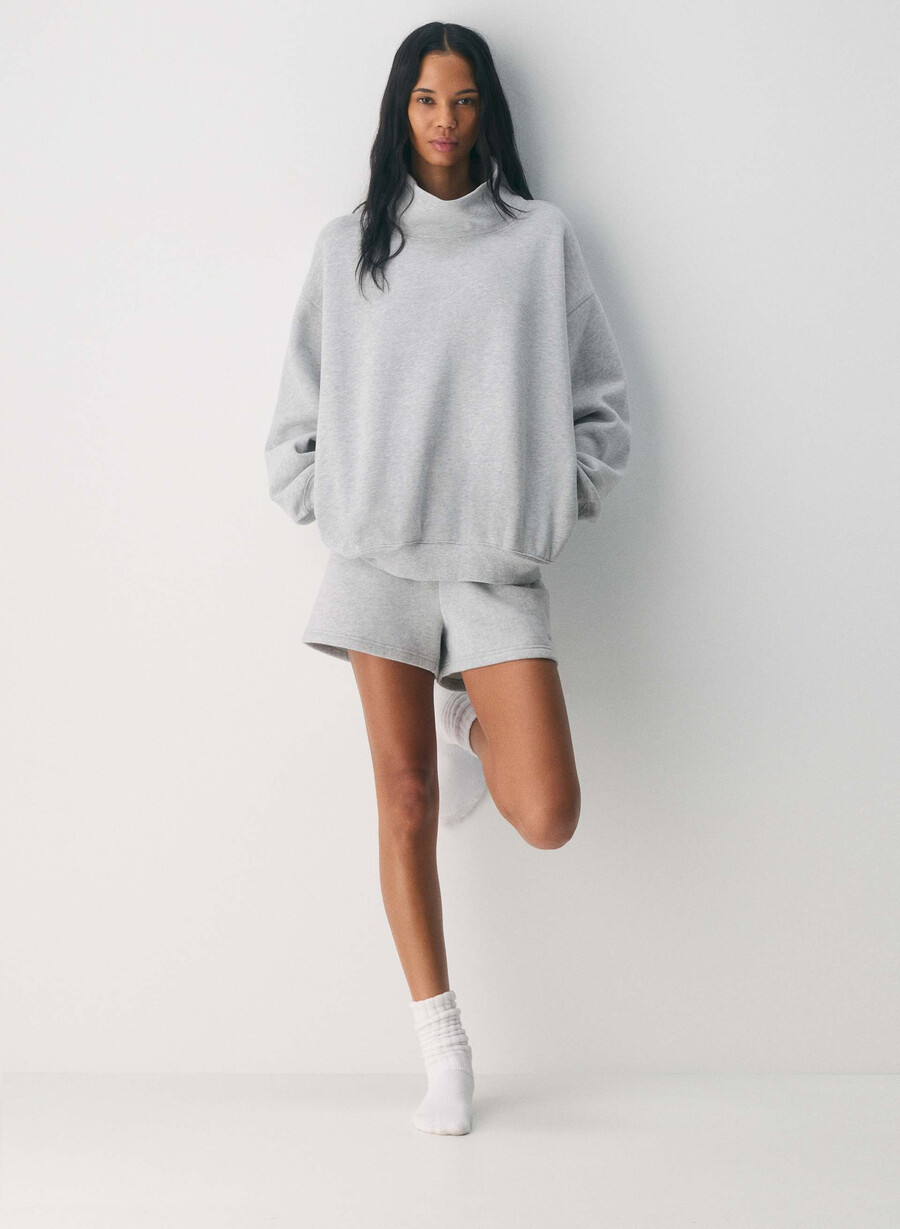 cozy sweatfleece mega funnel neck heather chrome