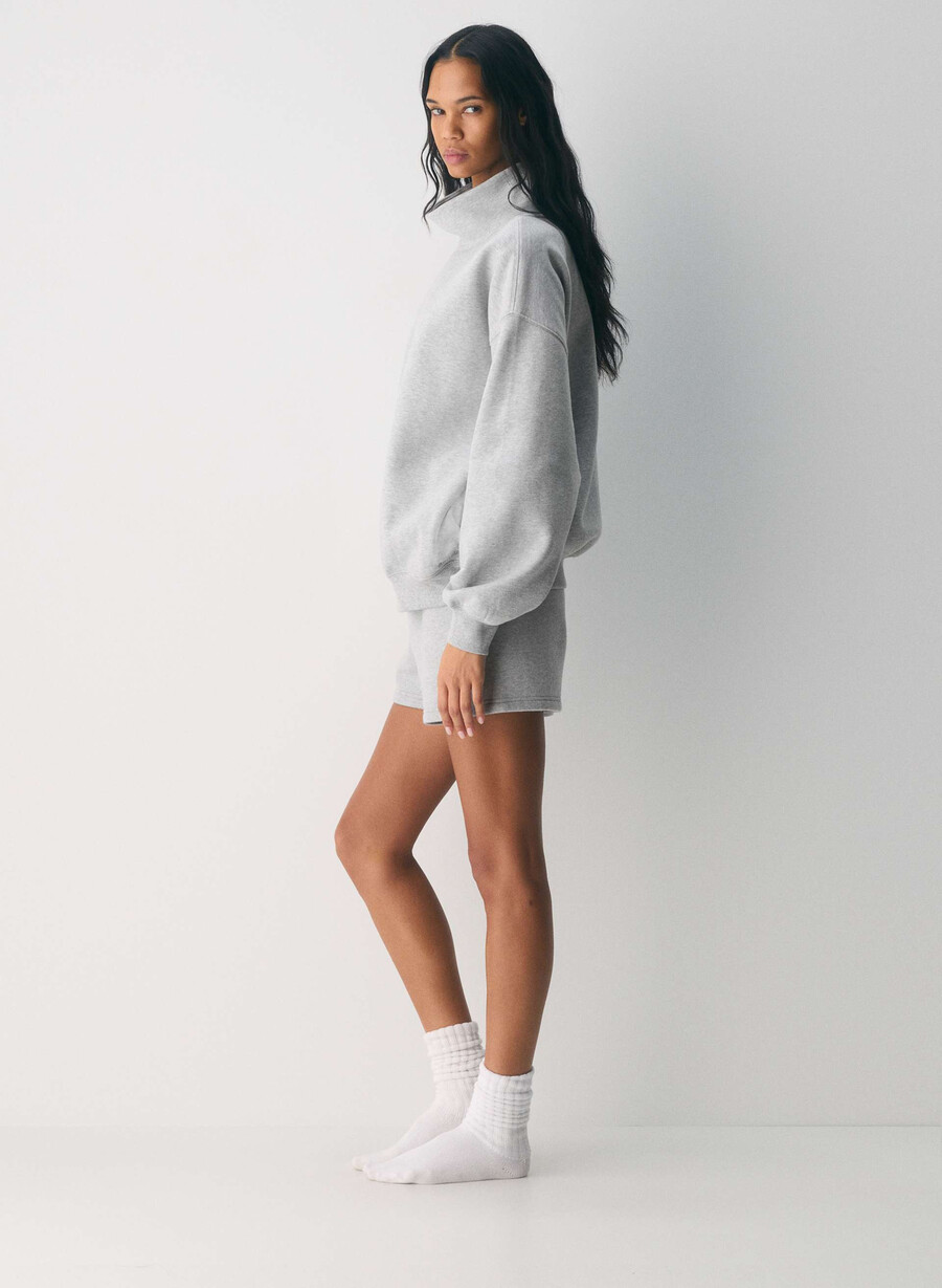 cozy sweatfleece mega funnel neck heather chrome