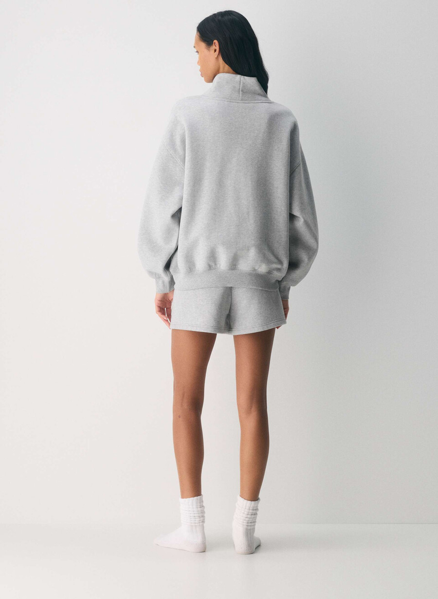 cozy sweatfleece mega funnel neck heather chrome