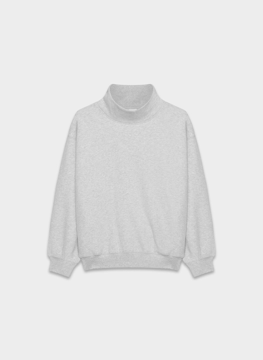 cozy sweatfleece mega funnel neck heather chrome