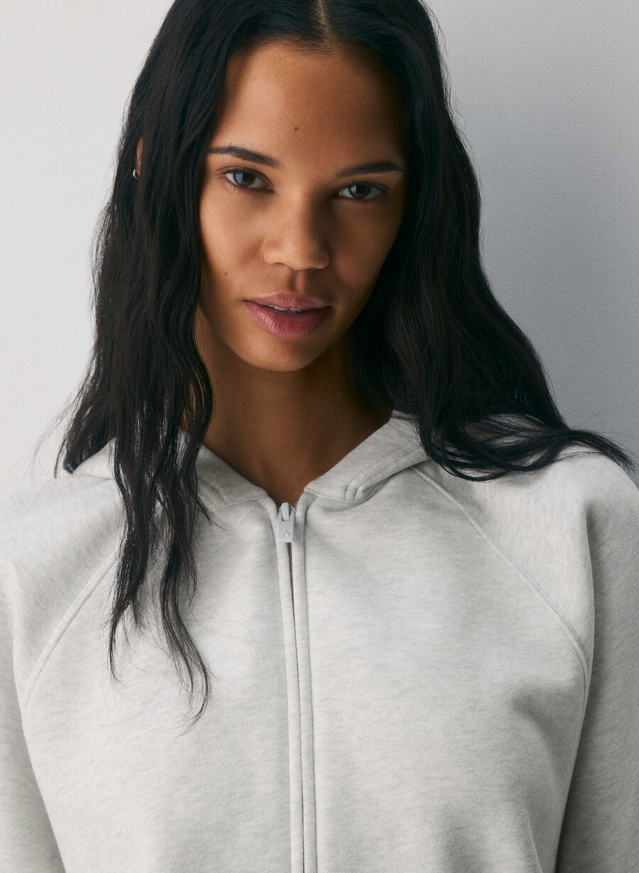 cozy sweatfleece mega raglan zip hoodie heather cloud white