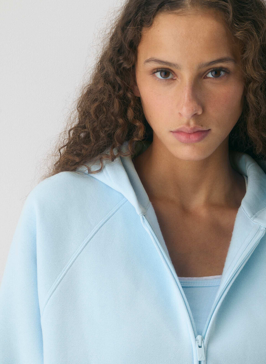cozy sweatfleece mega raglan zip hoodie villa blue