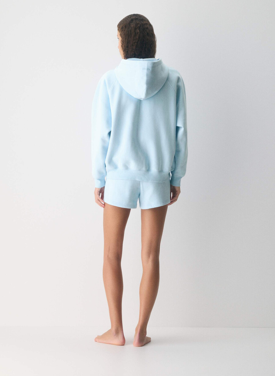 cozy sweatfleece mega raglan zip hoodie villa blue