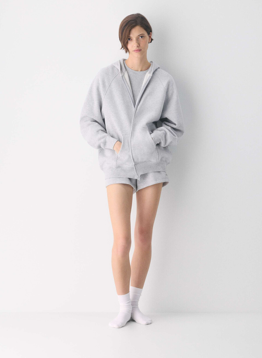cozy sweatfleece mega raglan zip hoodie heather chrome