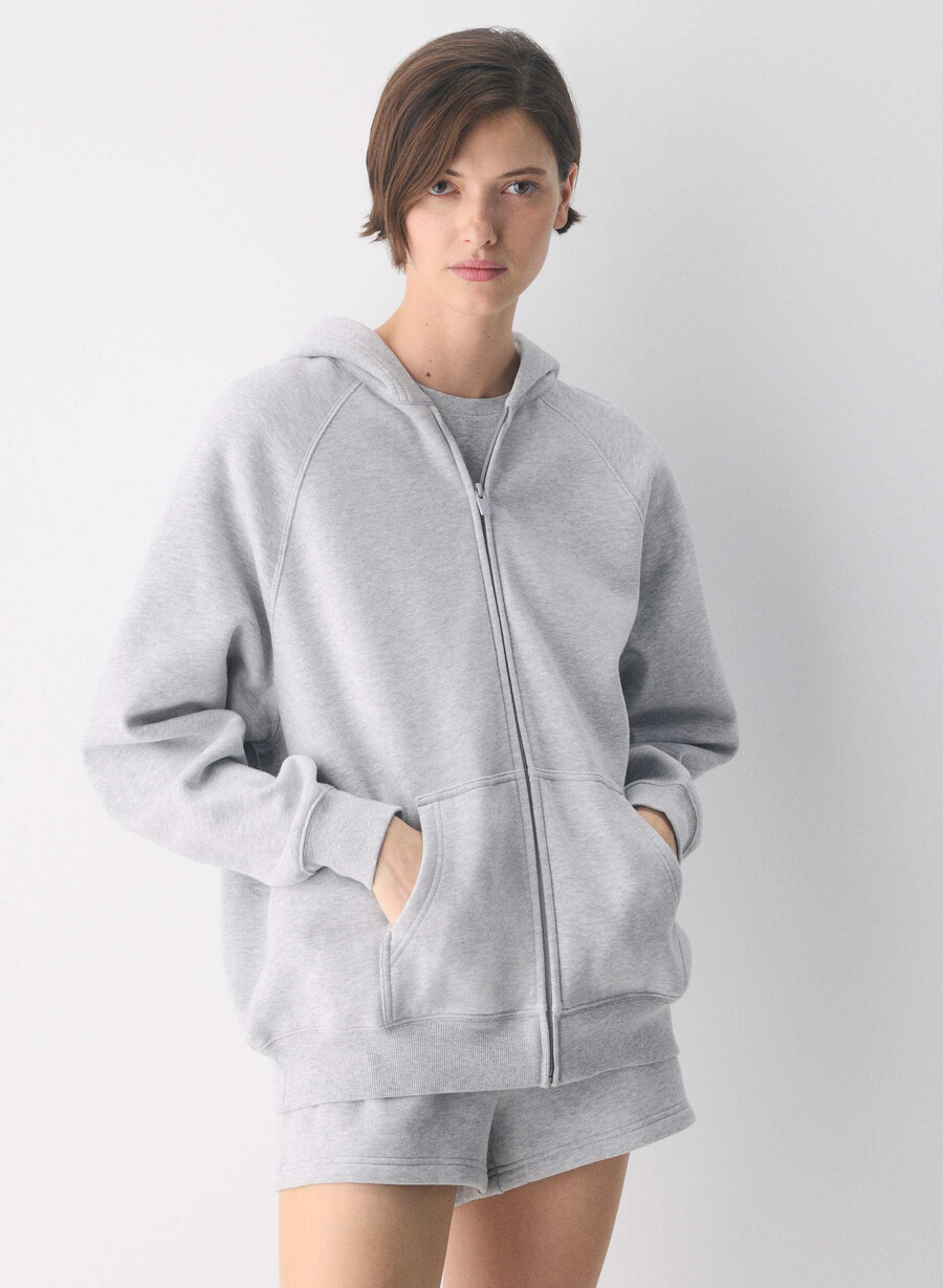 cozy sweatfleece mega raglan zip hoodie heather chrome