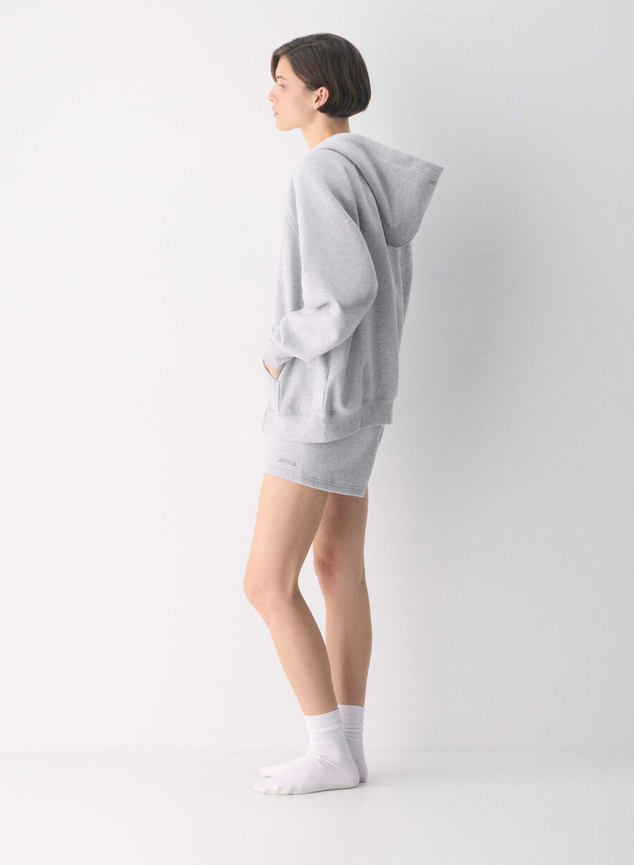 cozy sweatfleece mega raglan zip hoodie heather chrome