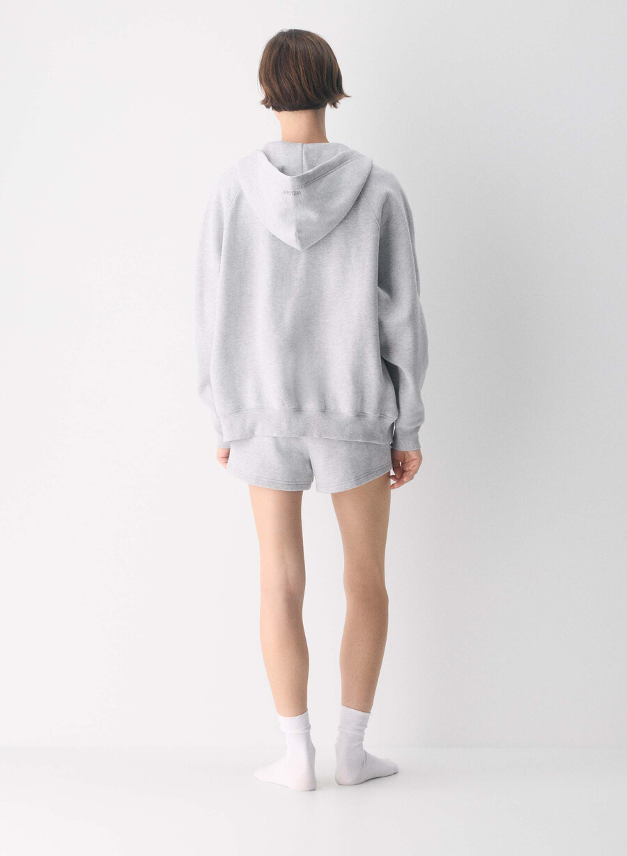cozy sweatfleece mega raglan zip hoodie heather chrome