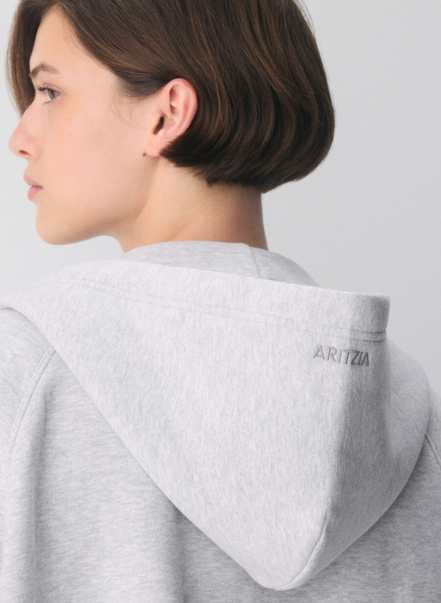 cozy sweatfleece mega raglan zip hoodie heather chrome
