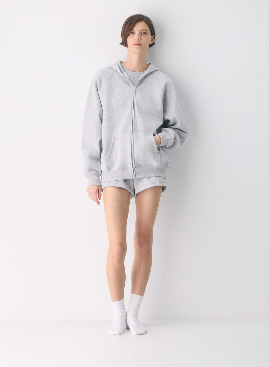 cozy sweatfleece mega raglan zip hoodie heather chrome