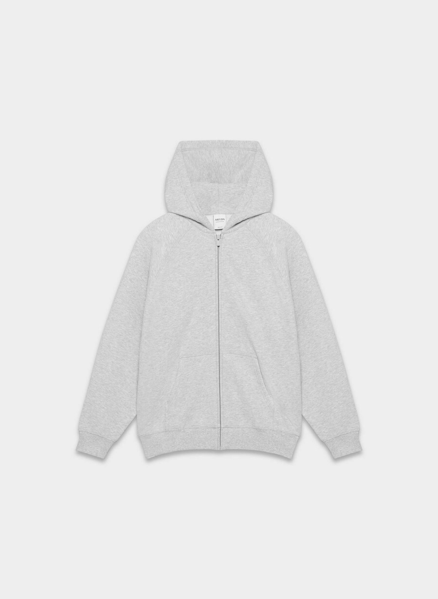 cozy sweatfleece mega raglan zip hoodie heather chrome