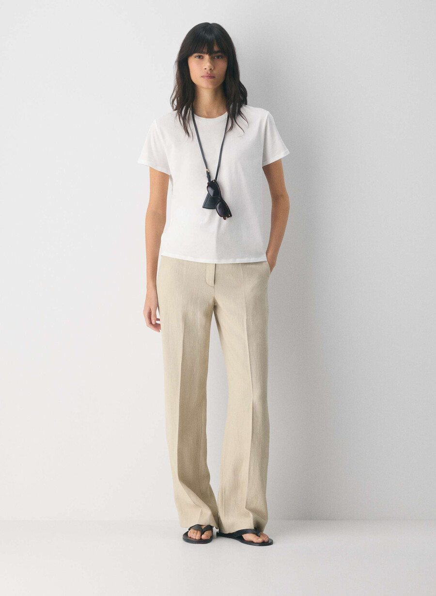 new agency pant - linen parchment beige