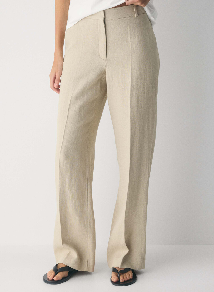 new agency pant - linen parchment beige
